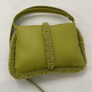 Simon Miller Mini Faux Shearling Puffin Bag Green